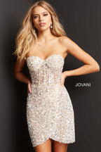 Jovani Short Evening Dress 04914 - Nude