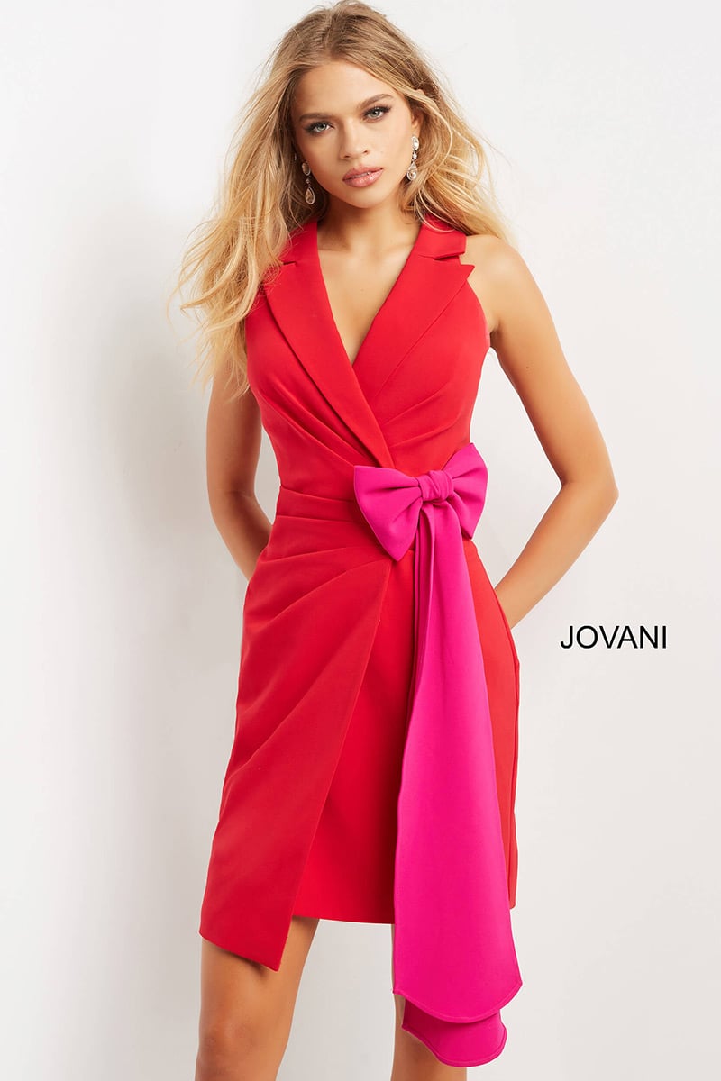 Jovani Short and Cocktail Dress 07961 - Red/Fuschia