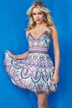 Jovani Short and Cocktail Dress 08637 - White/Multi