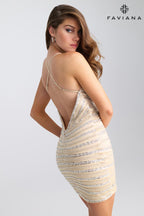 Faviana Dress 11307 - Silver/Nude