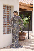 Primavera Evening Dress 12174 - Charcoal Gold