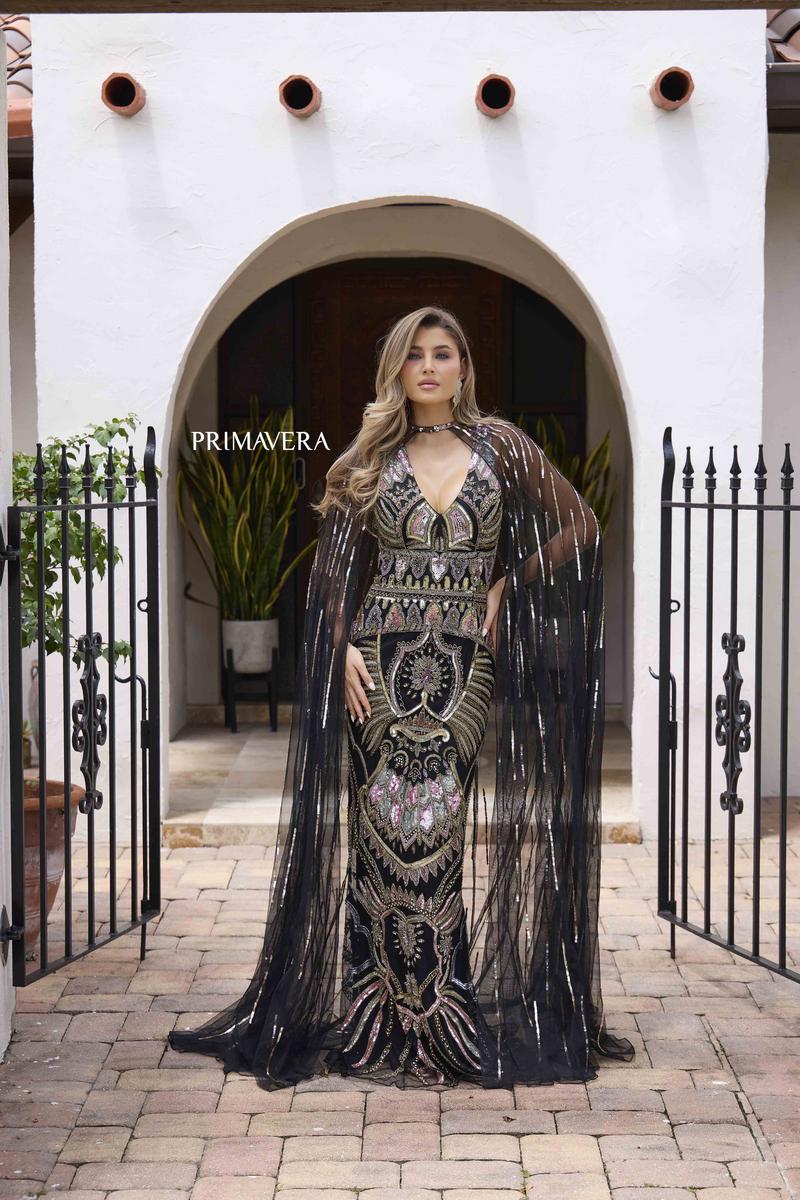 Primavera Evening Dress 12177 - Black Multi