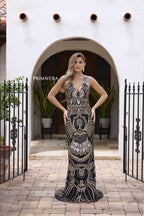 Primavera Evening Dress 12177 - Black Multi
