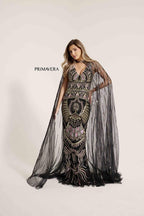 Primavera Evening Dress 12177 - Black Multi