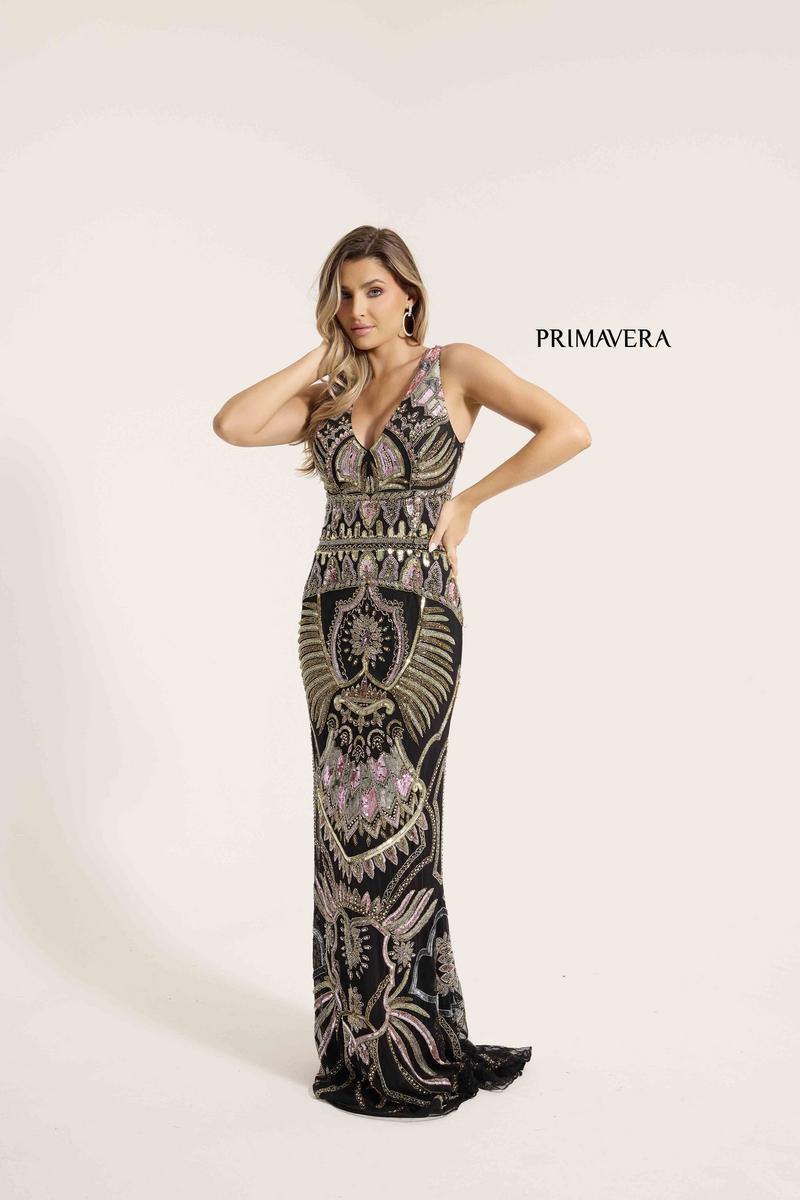 Primavera Evening Dress 12177 - Black Multi
