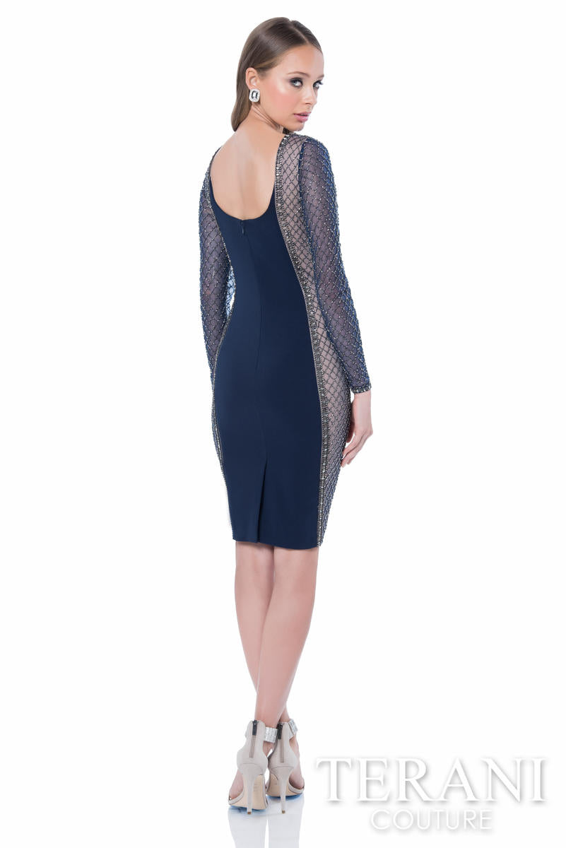 Terani Cocktail Dress 1611C0023 - Navy Nude