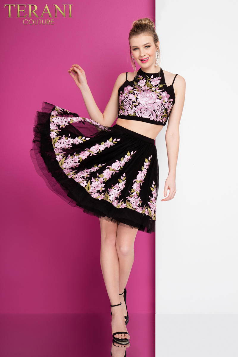 Terani Homecoming Dress 1721H4513 - Black/Orchid