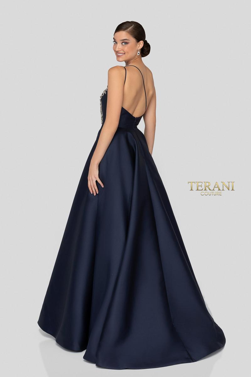 Terani Evenings Dress 1912E9202 - Silver Navy