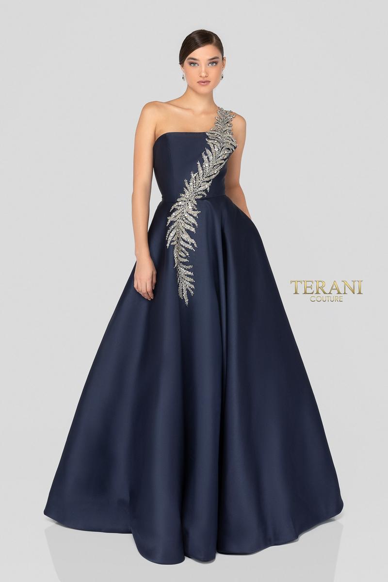 Terani Evenings Dress 1912E9202 - Silver Navy