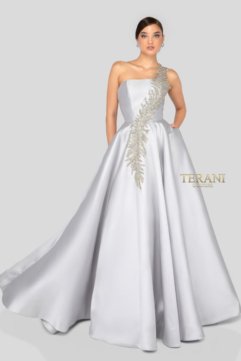 Terani Evenings Dress 1912E9202 - Silver Navy