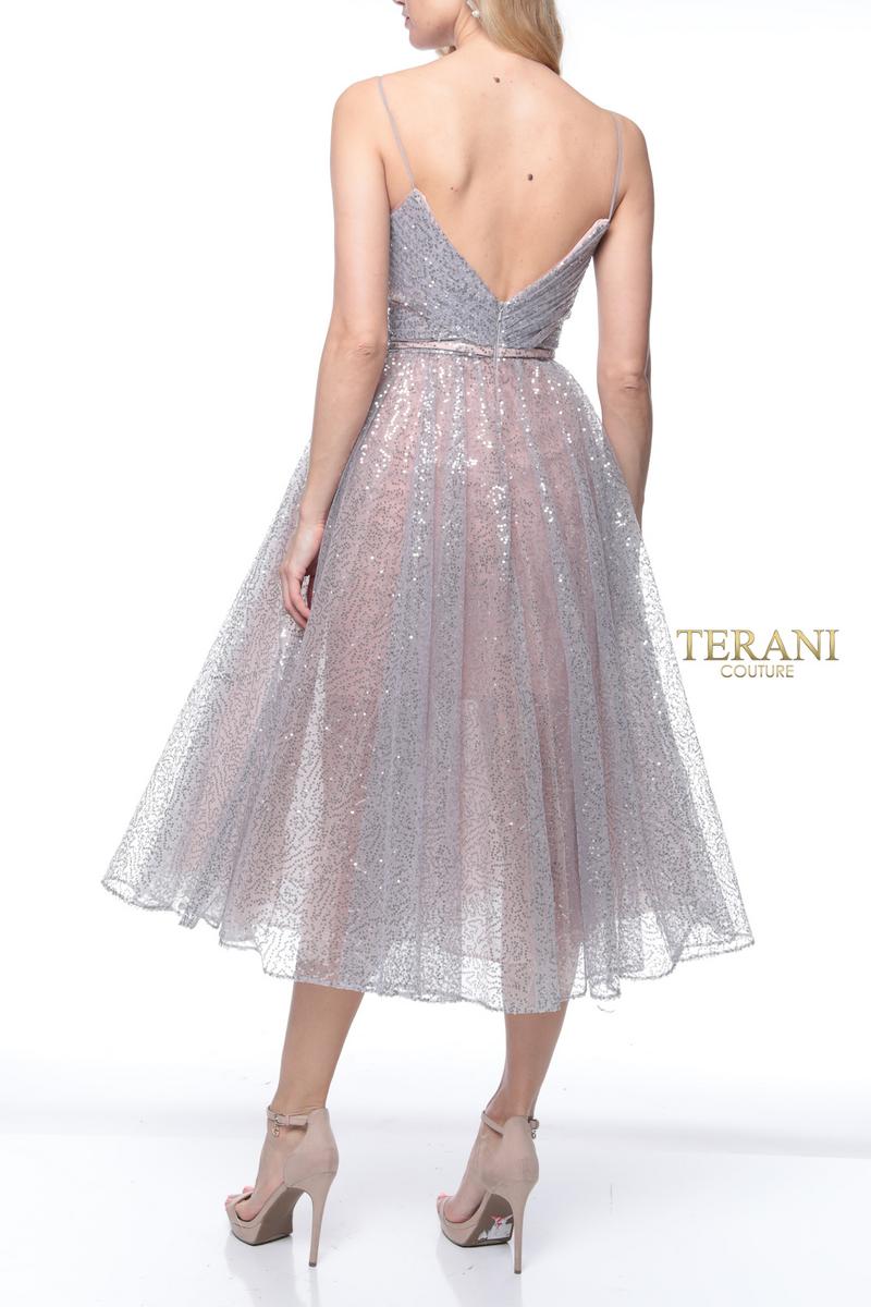 Terani Cocktail Dress 1922C0049 - Blush Silver
