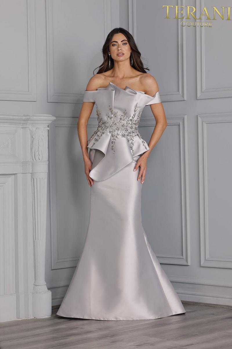 Terani Evenings Dress 2021E2835 - Silver Taupe