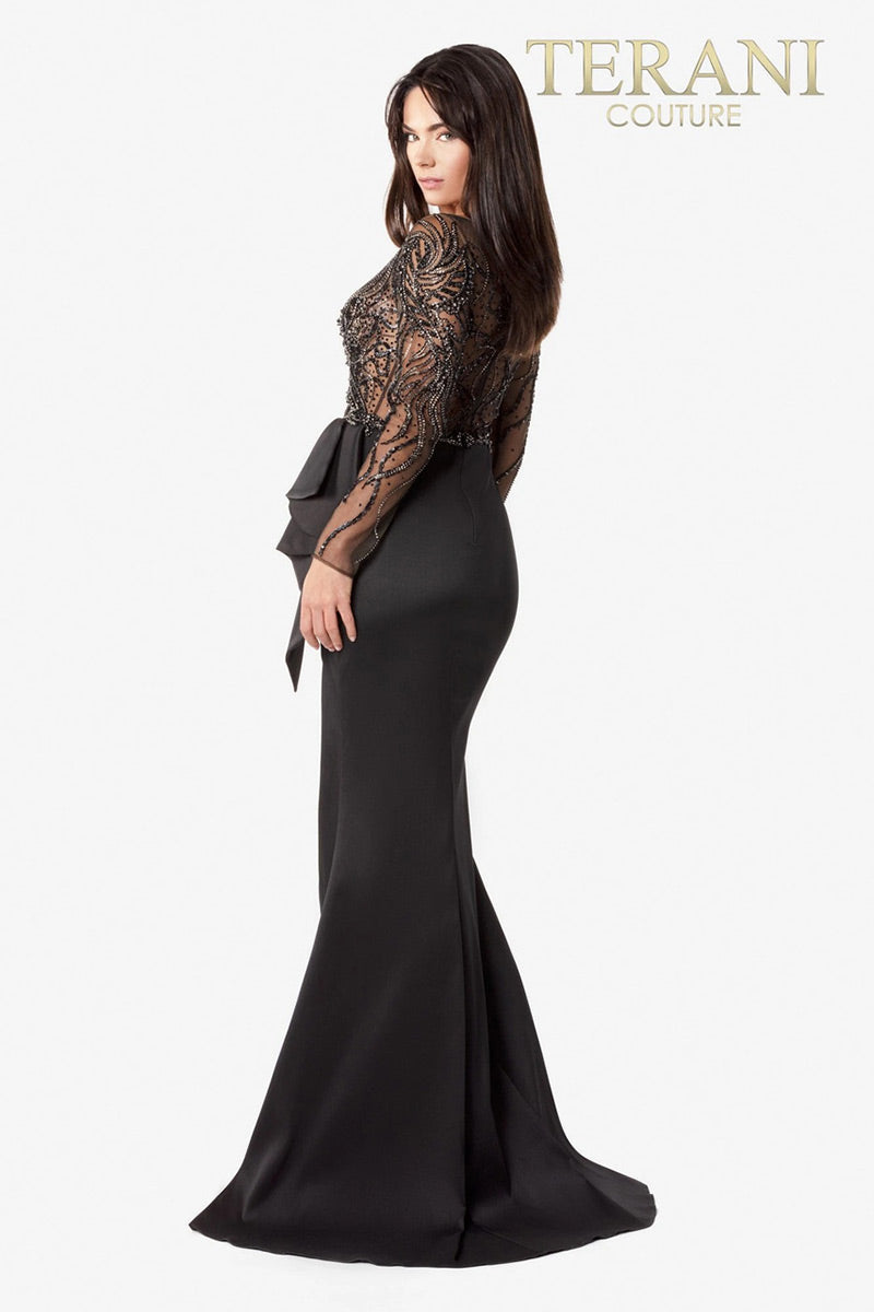Terani Winter Evening Gown 2021E2878 - Black Nude