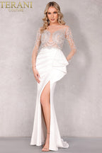 Terani Winter Evening Gown 2021E2878 - Ivory Nude