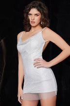 Jovani Short Evening Dress 22295 - Off White/Silver