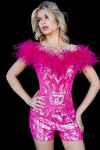 Jovani Short and Cocktail Dress 22349 - Hot Pink