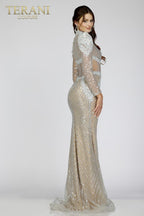Terani Evenings Dress 231E0528 - Silver Nude