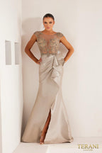 Terani Evenings Dress 232E1300 - Taupe