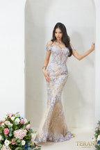 Terani Pageant Dress 232GL1493 - Cream Nude