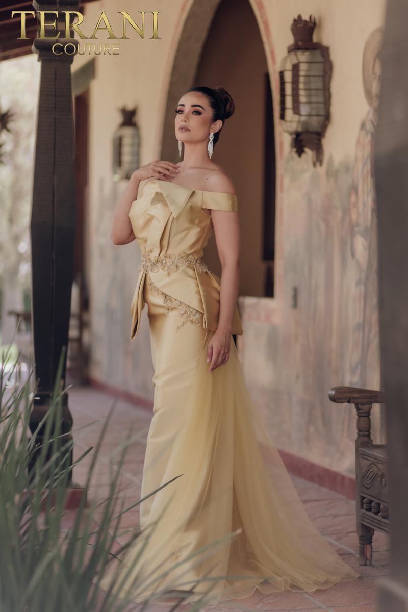 Terani Evenings Dress 232E1241 - Gold