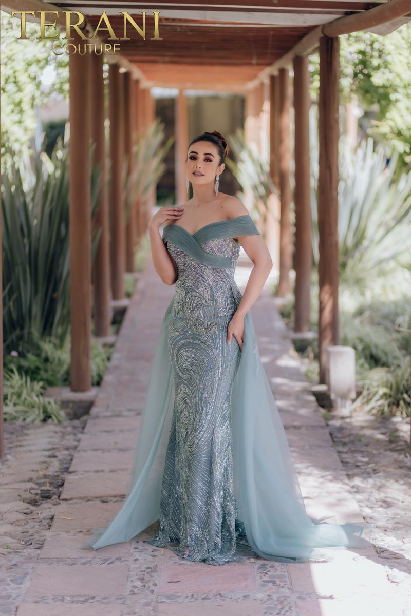Terani Evenings Dress 232E1334 - Sage