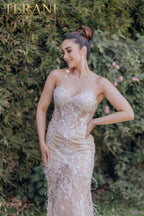 Terani Pageant Dress 232GL1444 - Ivory Nude