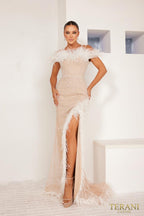 Terani Evenings Dress 241E2449 - Ivory Nude