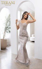 Terani Evenings Dress 241E2485 - Taupe