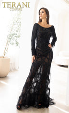 Terani Pageant Dress 241GL2610 - Black Nude