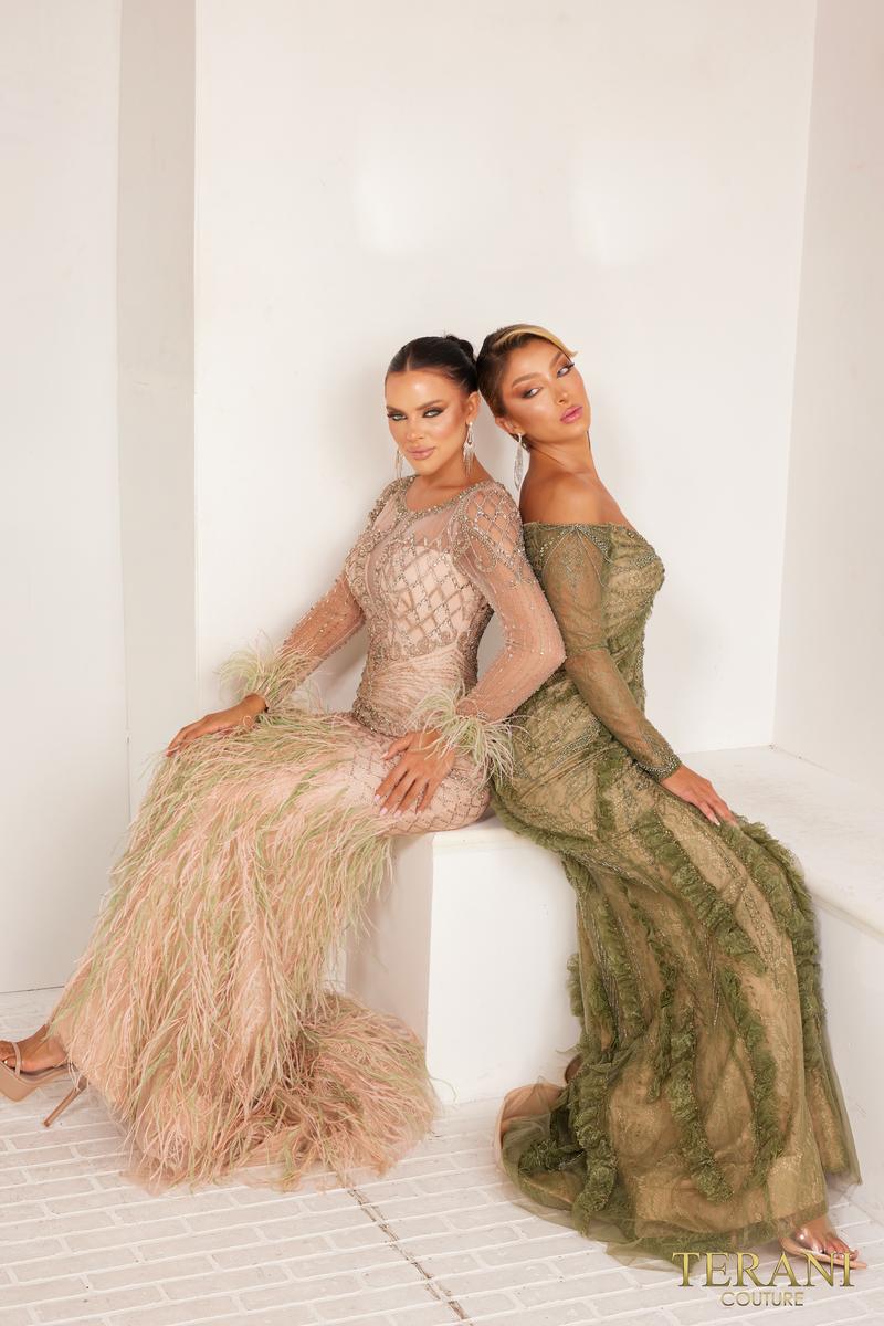 Terani Pageant Dress 241GL2628 - Sage Champagne