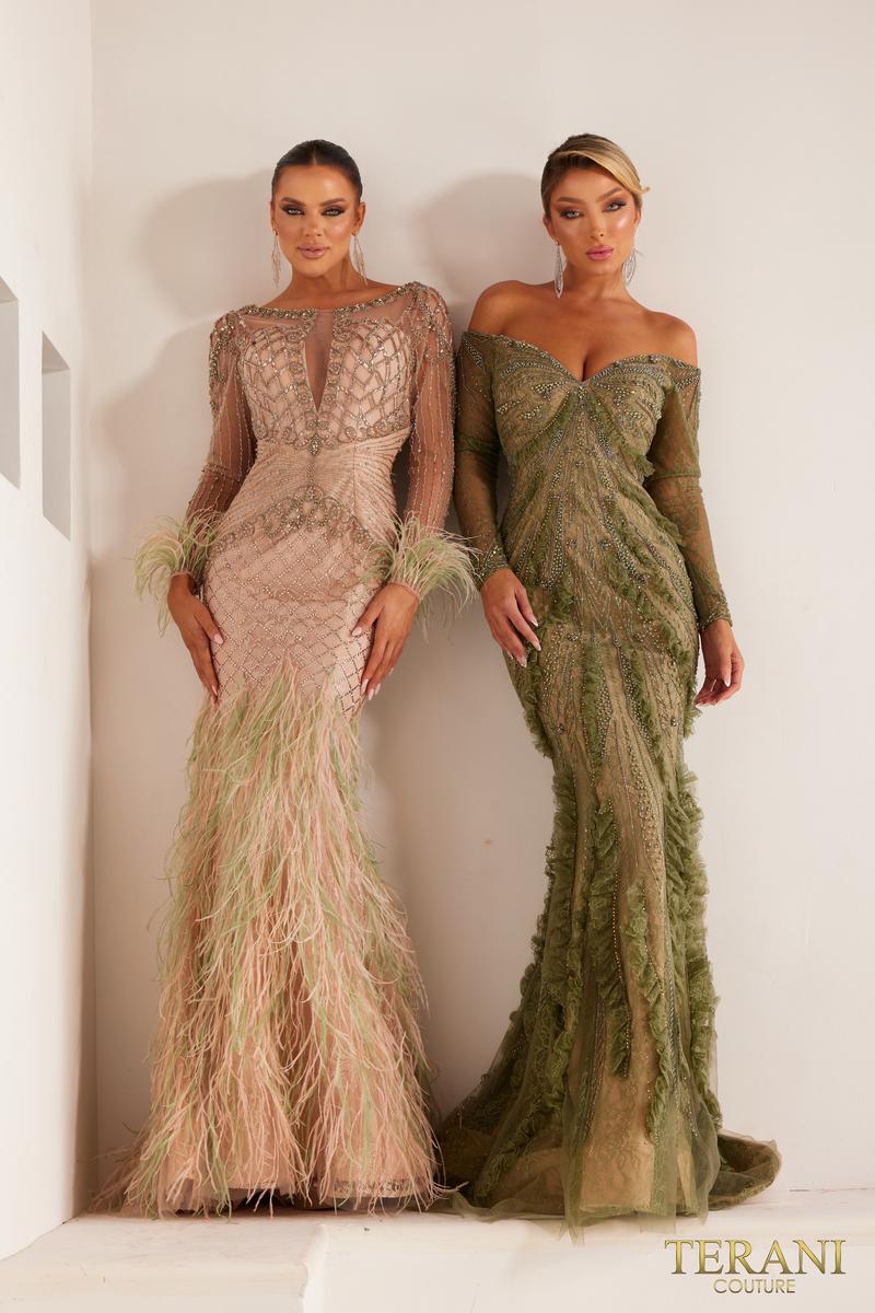 Terani Pageant Dress 241GL2628 - Sage Champagne