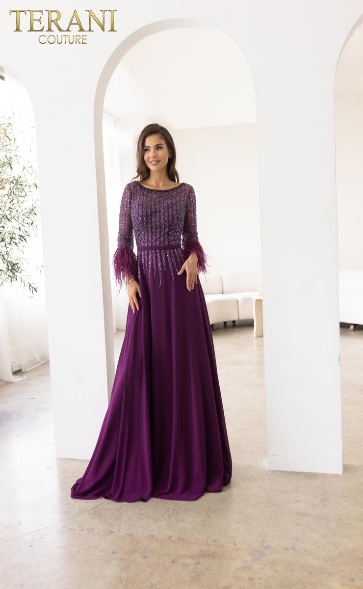 Terani Mother of the Bride Dress 241M2738 - Eggplant