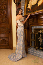 Terani Couture Evening 242E3143 - Slate Gold