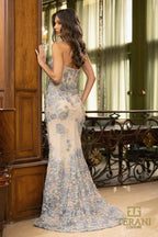 Terani Couture Evening 242E3144 - Denim Gold
