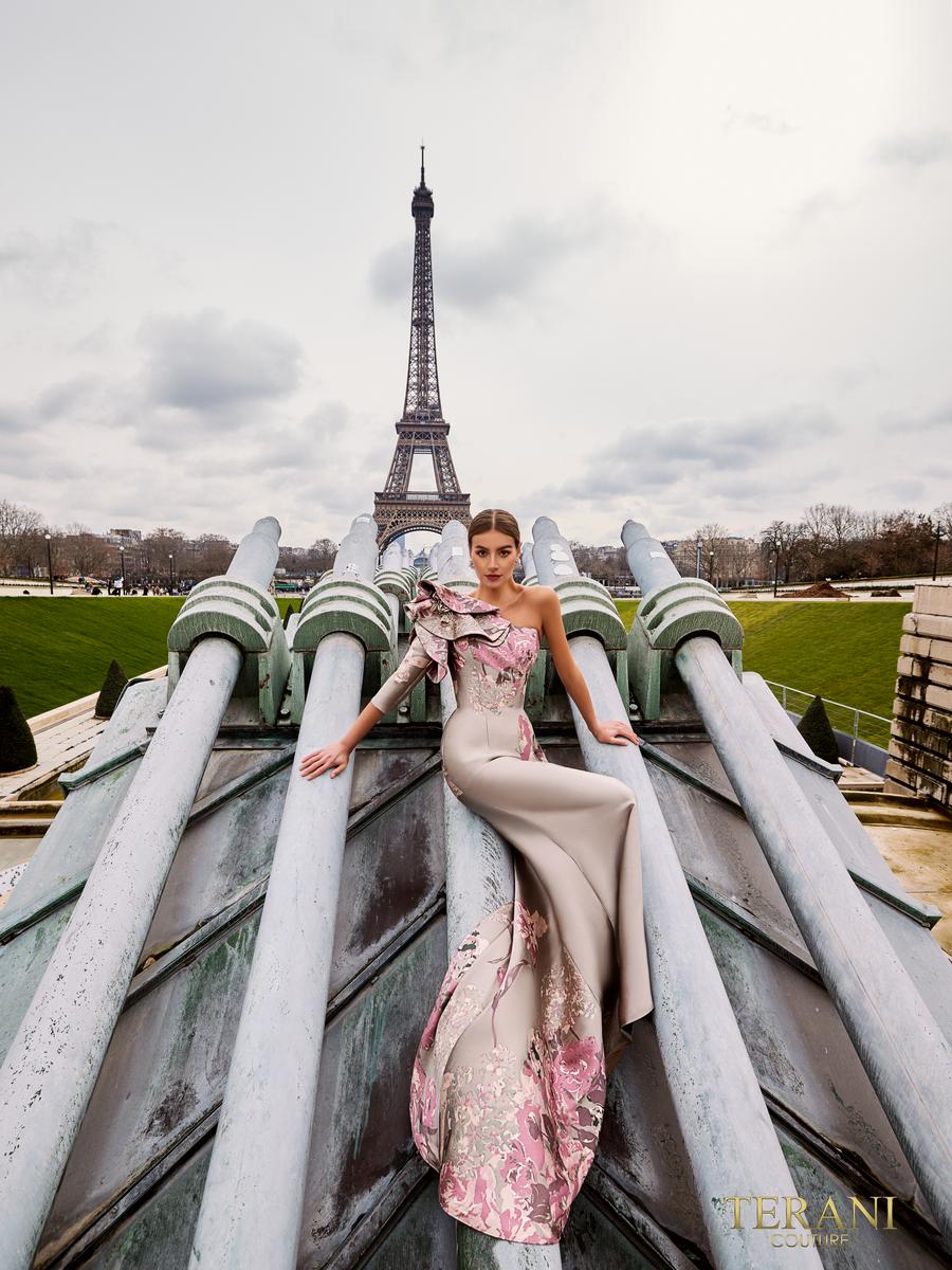 Terani Evenings Dress 242E3159 - Taupe Rose