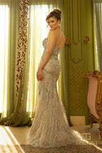 Terani Pageant Dress 242GL3236 - Blush Silver