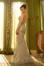 Terani Pageant Dress 242GL3236 - Blush Silver