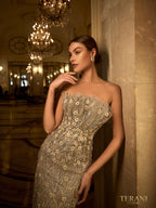 Terani Pageant Dress 242GL3248 - Cream Silver