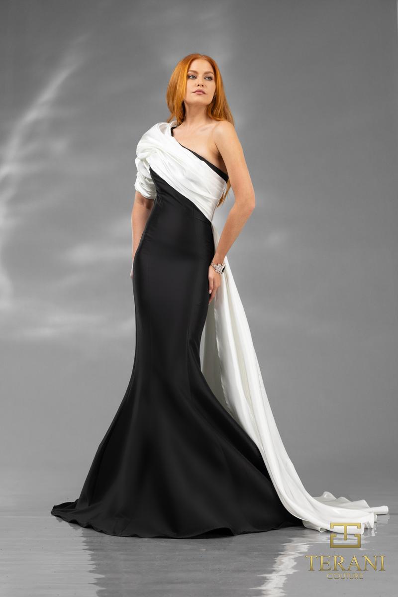 Terani Evenings Dress 251E4205 - black ivory