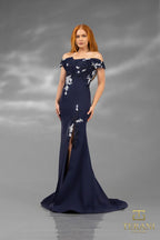 Terani Evenings Dress 251E4237 - Navy Gray