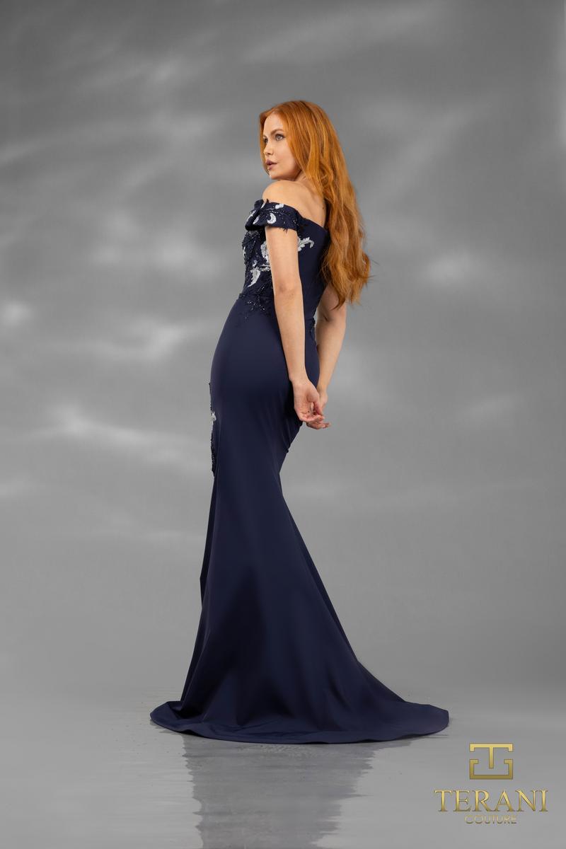 Terani Evenings Dress 251E4237 - Navy Gray