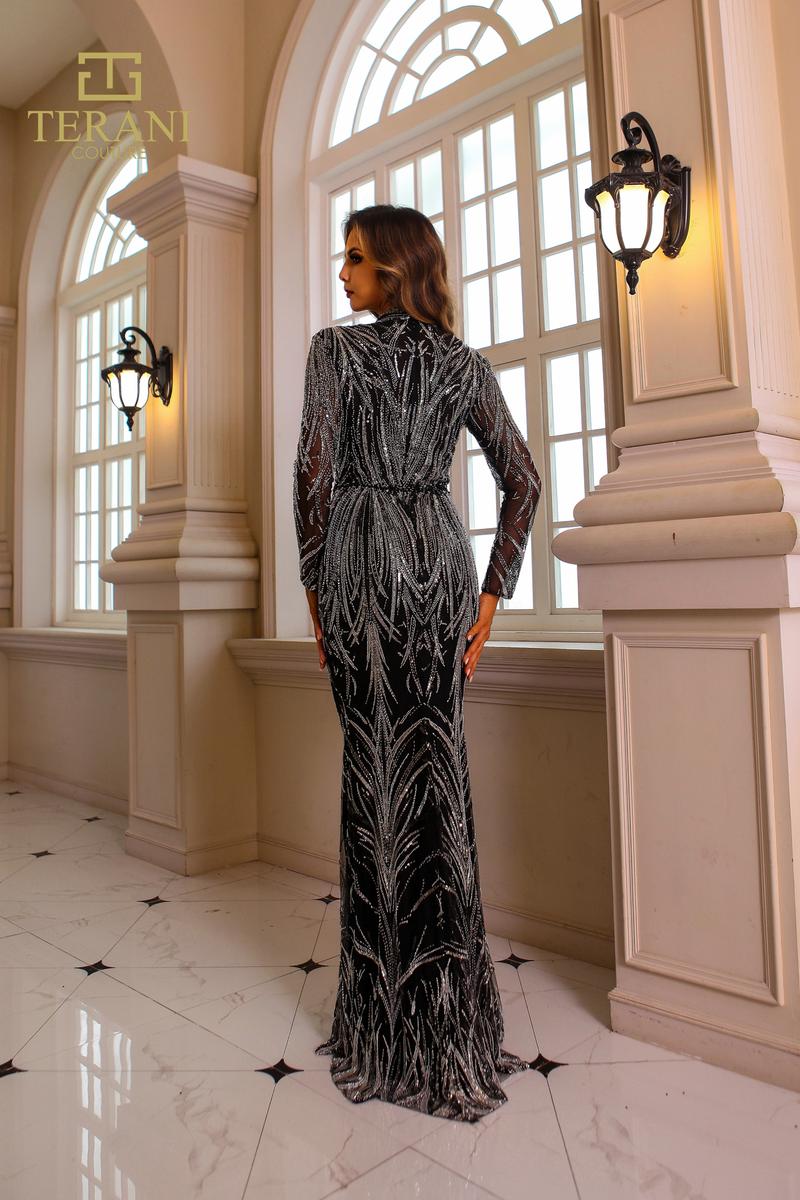 Terani Pageant Dress 251GL4311 - Black Silver
