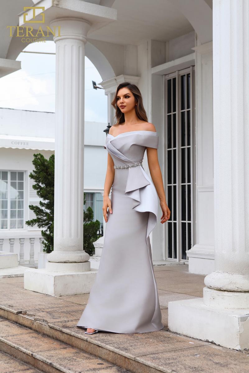 Terani Mother of the Bride Dress 251M4452 - Taupe/Silver