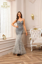 Terani Pageant Dress 251GL4199 - Silver Gunmetal
