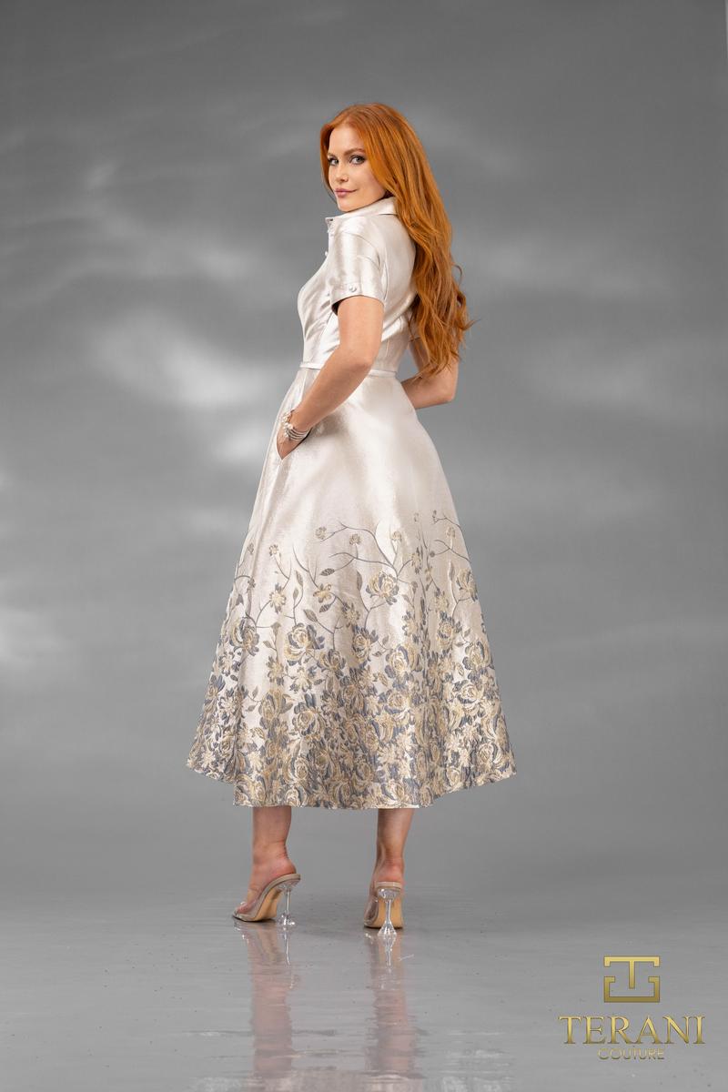 Terani Cocktail Dress 252C5507 - Silver Brown