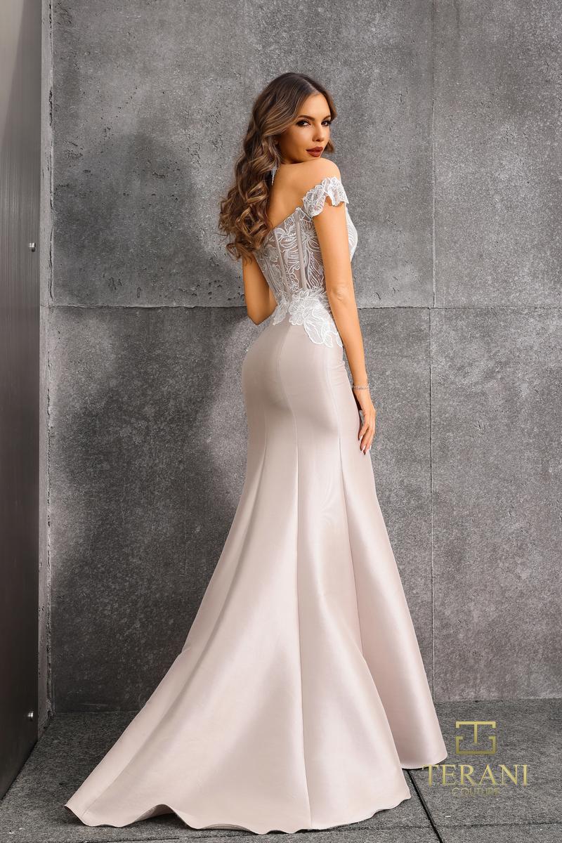 Terani Evenings Dress 252E5133 - Ivory Taupe
