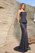 Terani Evenings Dress 252E5144 - Navy Nude