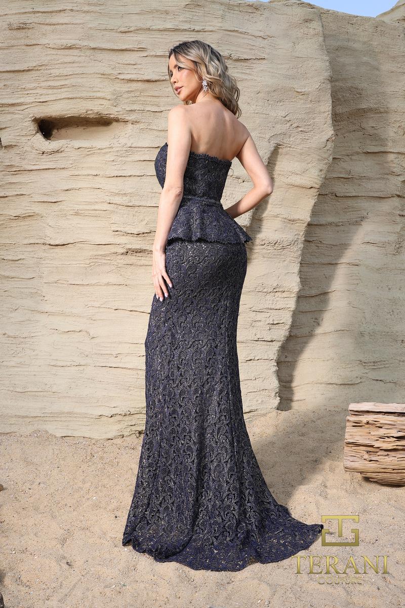 Terani Evenings Dress 252E5144 - Navy Nude