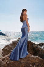 Terani Evenings Dress 252E5147 - Slate Denim
