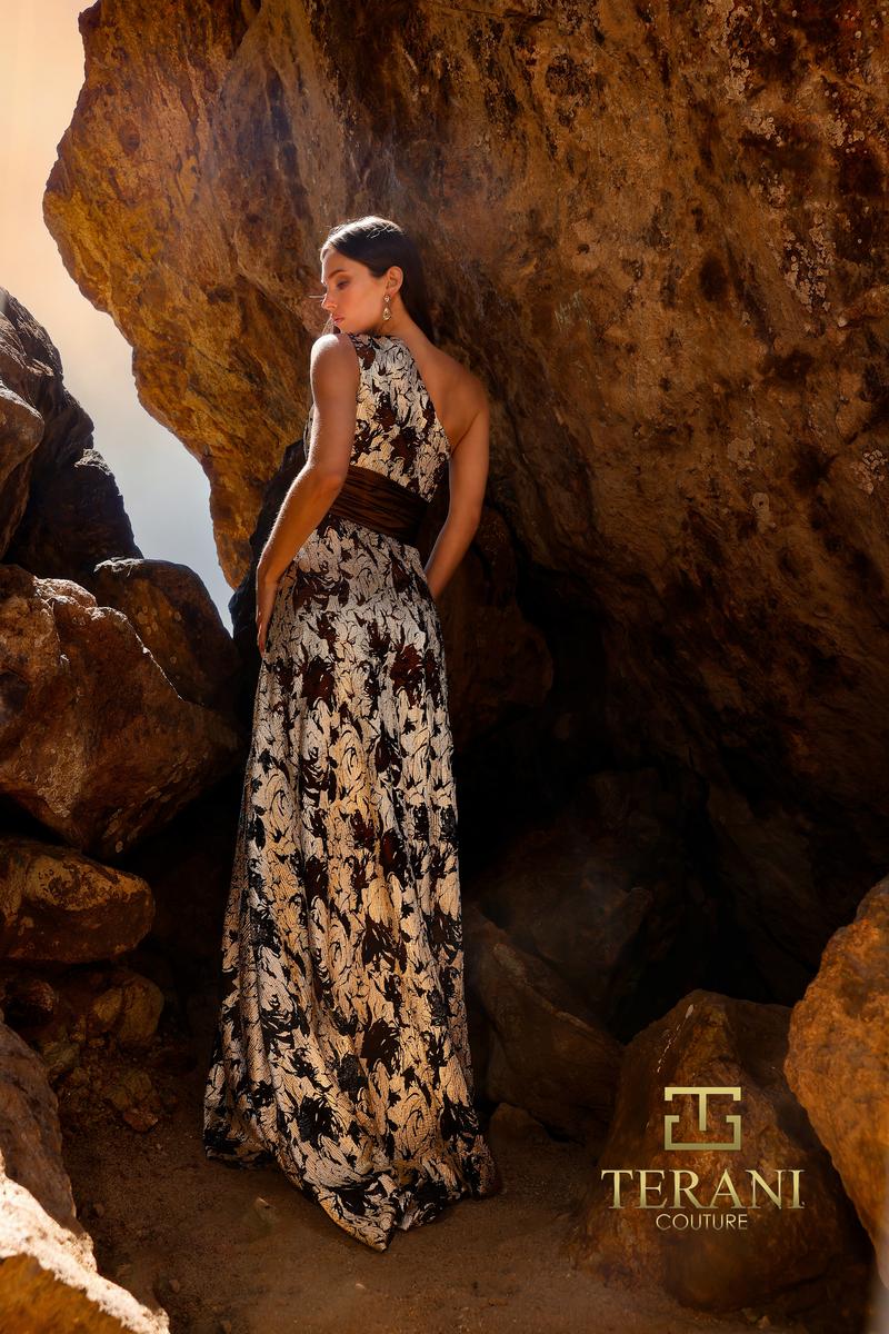 Terani Evenings Dress 252E5167 - Coffee Gold